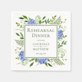 Serviette En Papier Dîner de répétition Blue Hydrangea Cocktail (Devant)