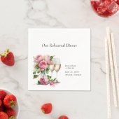 Serviette En Papier Dîner de répétition d'aquarelle rose Peony (En situation)