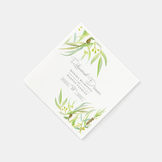 Serviette En Papier Dîner de répétition d'art de l'aquarelle feuille E (Coin)