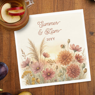 Serviette En Papier Dîner de répétition de fleurs sauvages terracotta
