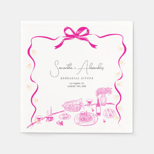 Serviette En Papier Dîner de répétition de mariage Pâtes au poulet Whi