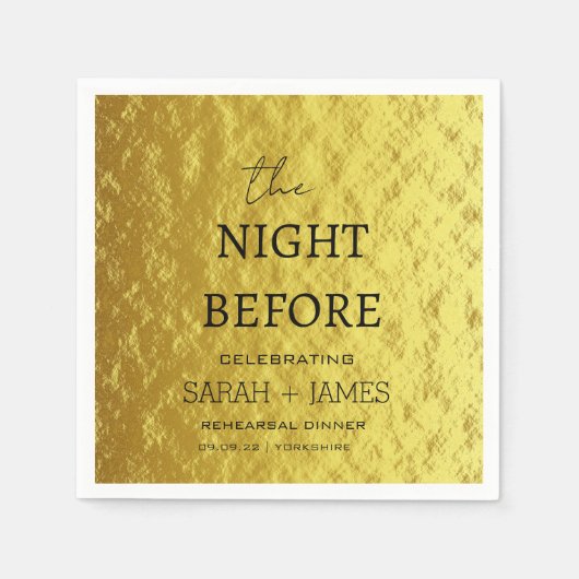 Serviette En Papier Dîner De Répétition D'Or Moderne La Nuit Avant (Devant)