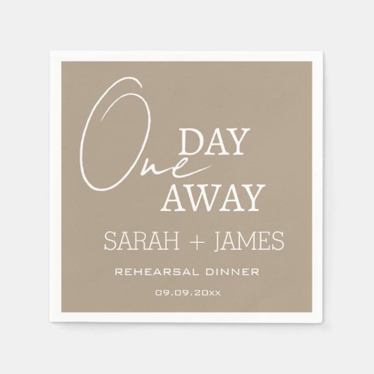 Serviette En Papier Dîner De Répétition D'Un Jour À Taupe Mariage (Devant)