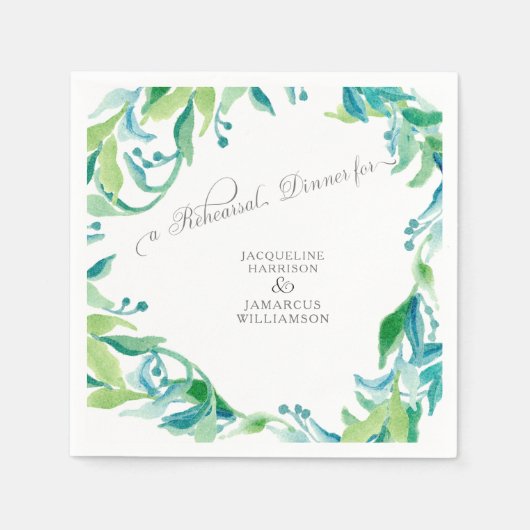 Serviette En Papier Dîner de répétition Eucalyptus Leaf Laurel Wreath (Devant)
