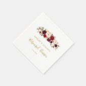 Serviette En Papier Dîner de répétition Gold Marsala Floral Boho (Coin)