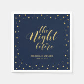 Serviette En Papier Dîner de répétition Gold & Navy Modern Confetti (Devant)