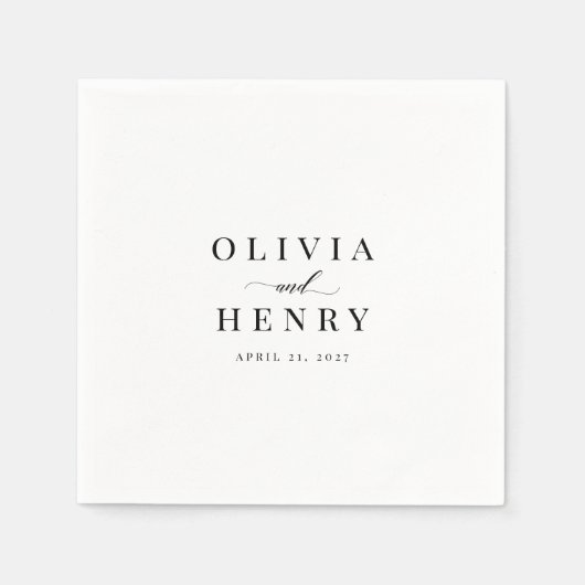 Serviette En Papier Dîner de répétition Mariage classique élégant (Devant)