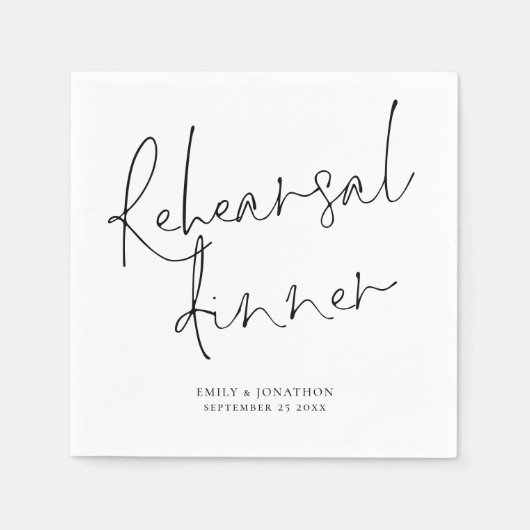 Serviette En Papier Dîner de répétition Mariage de script élégant (Devant)