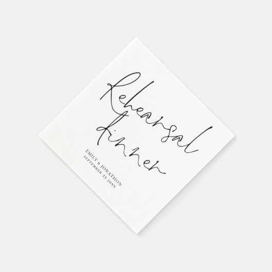 Serviette En Papier Dîner de répétition Mariage de script élégant (Coin)