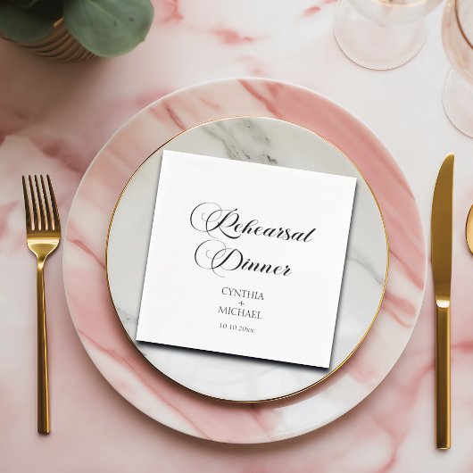 Serviette En Papier Dîner de répétition Mariage de script élégant