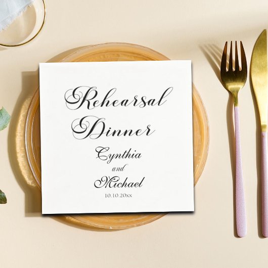 Serviette En Papier Dîner de répétition Mariage de script moderne