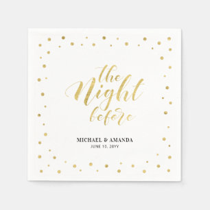 Serviette En Papier Dîner de répétition Mariage Gold Modern Confetti