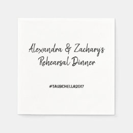 Serviette En Papier Dîner de répétition mariage Napkins Hashtag noir