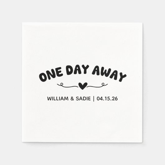 Serviette En Papier Dîner de répétition Mariage noir et blanc moderne (Devant)