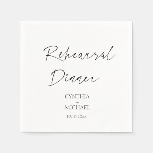 Serviette En Papier Dîner de répétition Mariage simple Script (Devant)