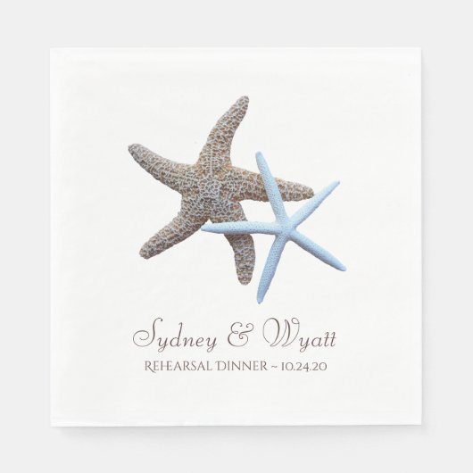 Serviette En Papier Dîner de répétition personnalisée Starfish Couple (Devant)