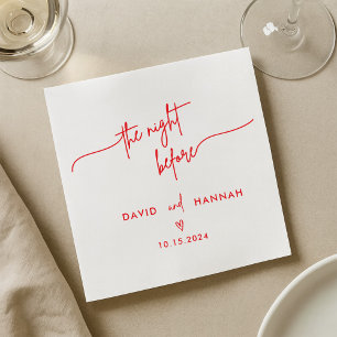 Serviette En Papier Dîner De Répétition Rouge La Nuit Avant Le Mariage