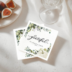 Serviette En Papier Dîner de Thanksgiving avec eucalyptus verdure reco