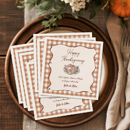 Serviette En Papier Dîner de Thanksgiving Gingham Automne Rustique