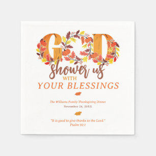 Serviette En Papier Dîner de Thanksgiving religieux Citation de la Bib