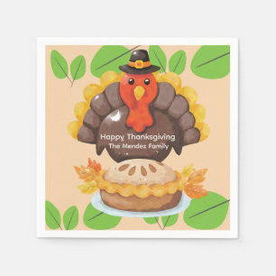 Serviette En Papier Dîner de Thanksgiving Turquie Famille