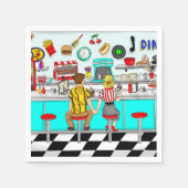 Serviette En Papier Diner des années 1950 | Couple se tenant la main (Devant)