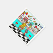 Serviette En Papier Diner des années 1950 | Couple se tenant la main (Coin)