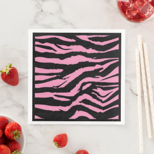 Serviette En Papier Dîner d'impression rose chaud Zebra