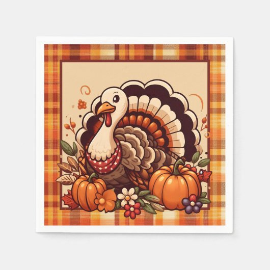 Serviette En Papier Diner diner de dinde à Thanksgiving (Devant)