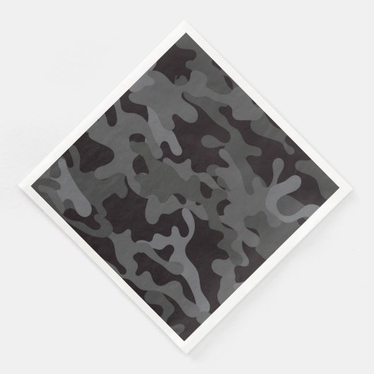 Serviette En Papier Dîner en papier en camouflage noir et gris serviet (Coin)