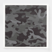 Dîner en papier en camouflage noir et gris serviet