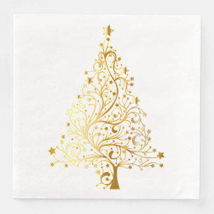 Serviette En Papier Dîner en papier Gold Christmas Tree