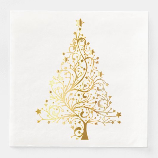 Serviette En Papier Dîner en papier Gold Christmas Tree (Devant)