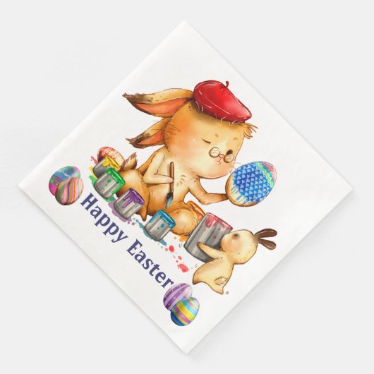 Serviette En Papier Dîner en papier lapin de Pâques (Coin)