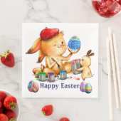 Serviette En Papier Dîner en papier lapin de Pâques (En situation)