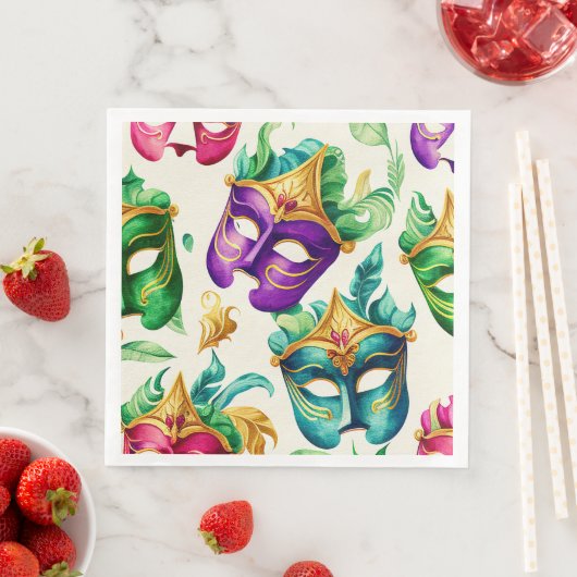 Serviette En Papier Dîner en papier Mardi Gras Mask (En situation)
