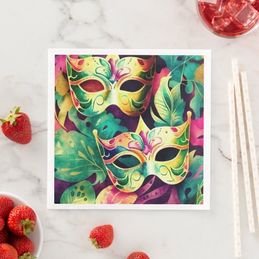 Serviette En Papier Dîner en papier Mardi Gras Mask (En situation)