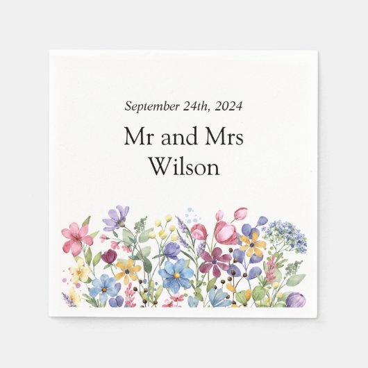 Serviette En Papier Dîner Fleur sauvage Boho minimal (Devant)