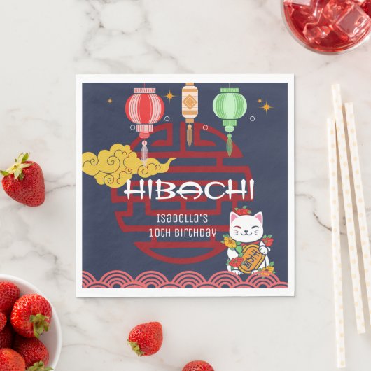 Serviette En Papier Dîner japonais hibachi fête d'anniversaire (En situation)