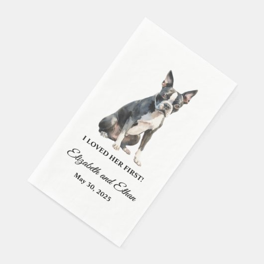 Serviette En Papier Dîner Mariage de Boston Terrier Dog (Coin)