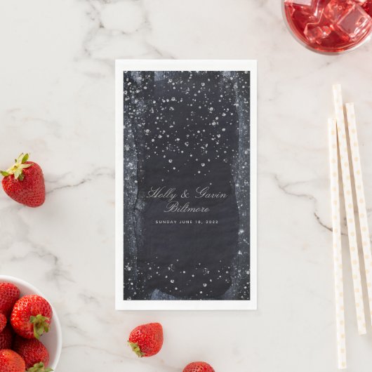 Serviette En Papier Dîner Mariage de nuit Silver Starry (En situation)