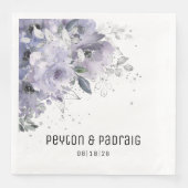 Serviette En Papier Dîner Mariage en argent mousseux (Devant)