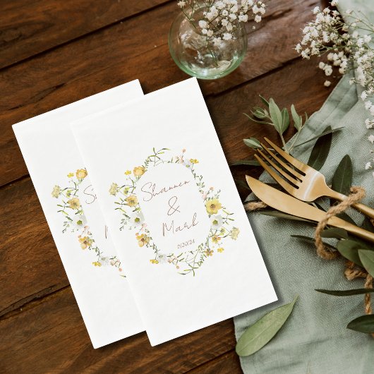 Serviette En Papier Dîner Mariage fleur sauvage
