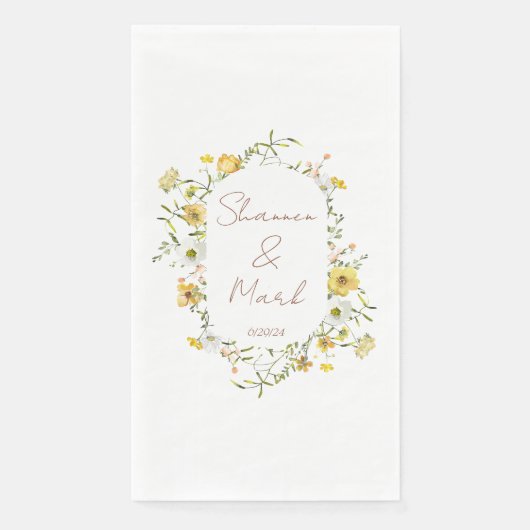 Serviette En Papier Dîner Mariage fleur sauvage (Devant)