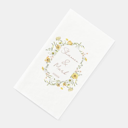 Serviette En Papier Dîner Mariage fleur sauvage (Coin)