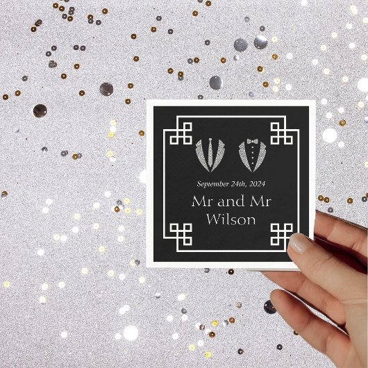 Serviette En Papier Dîner Mariage Gay Tuxedo Deux Chambres Cocktail