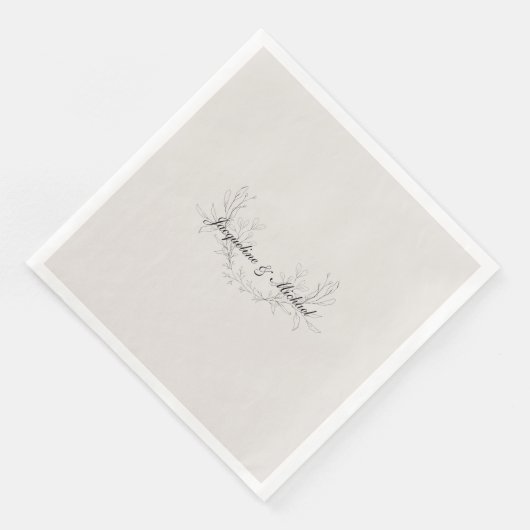 Serviette En Papier Dîner Mariage Simplement Élégant Script Cream (Coin)