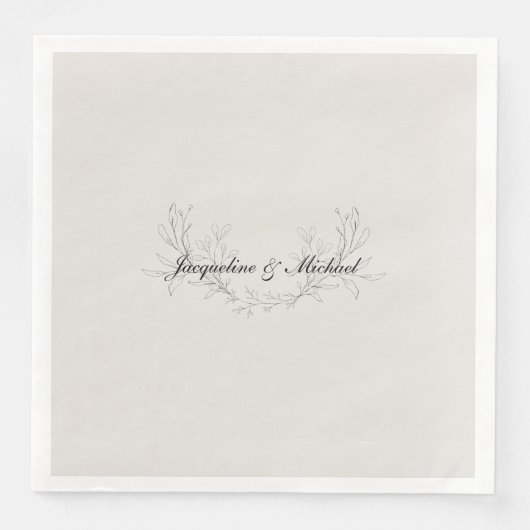 Serviette En Papier Dîner Mariage Simplement Élégant Script Cream (Devant)
