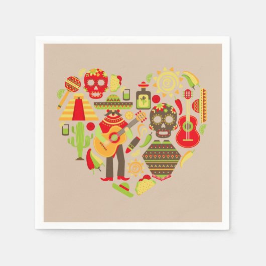 Serviette En Papier Dîner mexicain mignon (Devant)