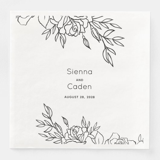 Serviette En Papier Dîner minimaliste Carré Mariage blanc (Devant)